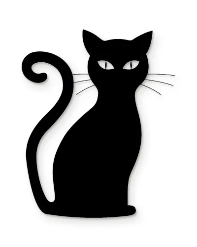 Kıvrık Kuyruklu Kedi Silüeti Metal Tablo – beyaz zemin