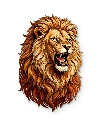 Kükreyen Aslan Başı Metal Tablo – beyaz zemin