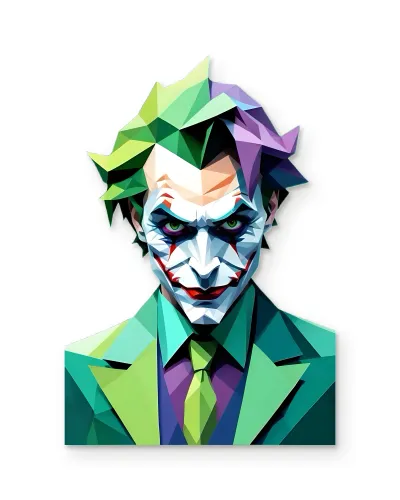Poligon Joker Portre Metal Tablo – beyaz zemin