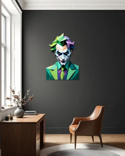 Poligon Joker Portre Metal Tablo – ofis duvarında