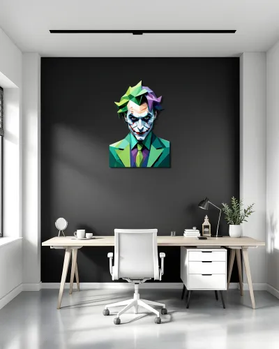 Poligon Joker Portre Metal Tablo – ofis duvarında