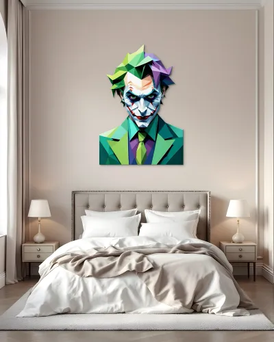 Poligon Joker Portre Metal Tablo – yatak odası duvarında