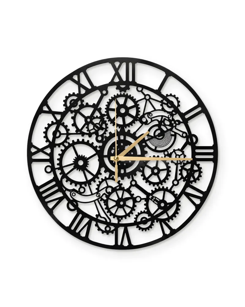 Steampunk Dişli Çarklar Metal Duvar Saati – beyaz zemin