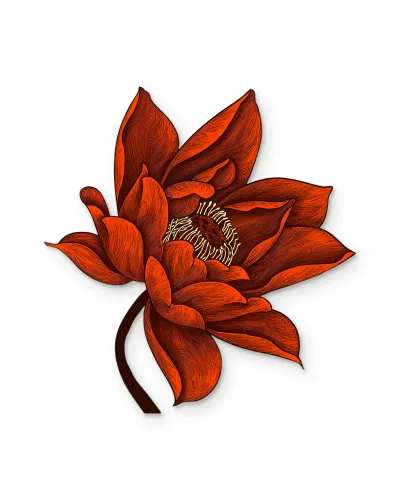 Turuncu Lotus Çiçeği Detaylı Metal Tablo – beyaz zemin