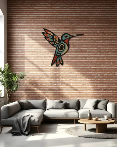 Yerli Desen Sinek Kuşu Metal Tablo – salon duvarında