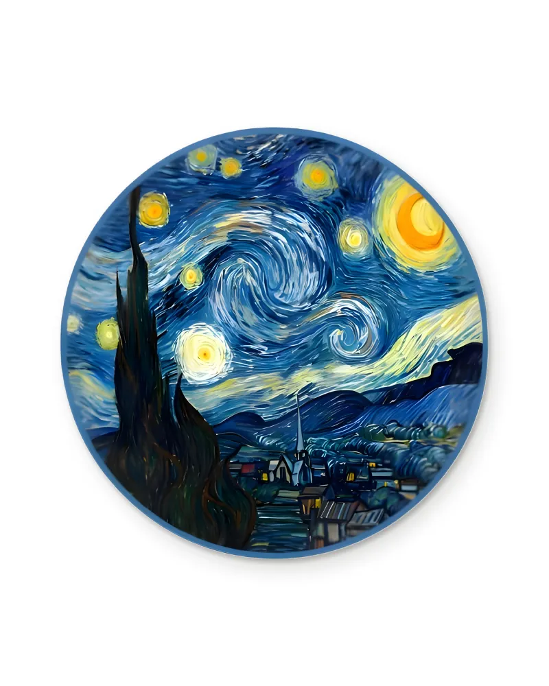 Yıldızlı Gece Van Gogh Temalı Metal Tablo – beyaz zemin