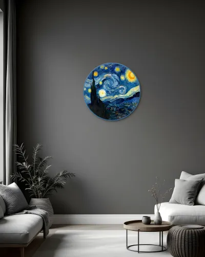 Yıldızlı Gece Van Gogh Temalı Metal Tablo – salon duvarında