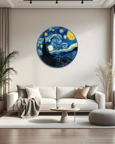 Yıldızlı Gece Van Gogh Temalı Metal Tablo – salon duvarında